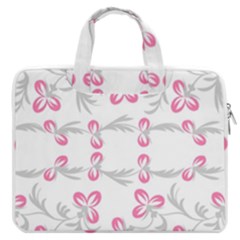 Pink Folk Flowers Macbook Pro Double Pocket Laptop Bag by Eskimos