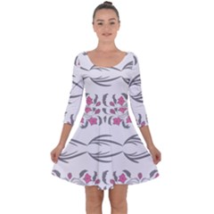 Folk Ornament Quarter Sleeve Skater Dress by Eskimos