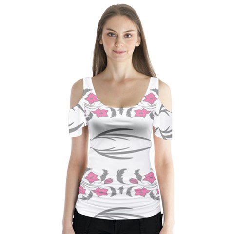 Folk Ornament Butterfly Sleeve Cutout Tee  by Eskimos