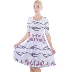 Folk Ornament Quarter Sleeve A-line Dress by Eskimos