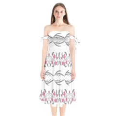 Folk Ornament Shoulder Tie Bardot Midi Dress by Eskimos