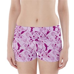 Dark Pink Flowers Boyleg Bikini Wrap Bottoms by Eskimos