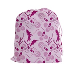 Dark Pink Flowers Drawstring Pouch (2xl) by Eskimos