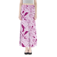 Dark Pink Flowers Full Length Maxi Skirt by Eskimos