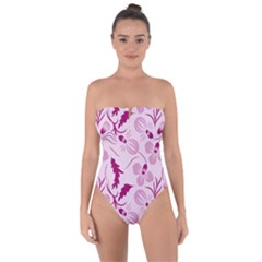 Dark Pink Flowers Tie Back One Piece Swimsuit by Eskimos