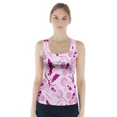 Dark Pink Flowers Racer Back Sports Top by Eskimos