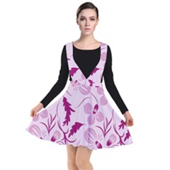 Dark Pink Flowers Plunge Pinafore Dress by Eskimos