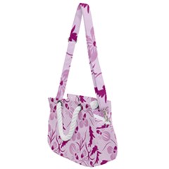 Dark Pink Flowers Rope Handles Shoulder Strap Bag by Eskimos