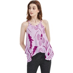 Dark Pink Flowers Flowy Camisole Tank Top by Eskimos