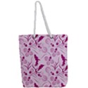 Dark pink flowers Full Print Rope Handle Tote (Large) View2