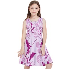 Dark Pink Flowers Kids  Skater Dress by Eskimos