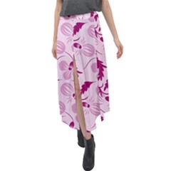 Dark Pink Flowers Velour Split Maxi Skirt by Eskimos