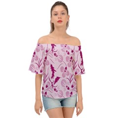 Dark Pink Flowers Off Shoulder Short Sleeve Top by Eskimos