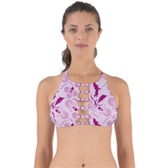 Dark Pink Flowers Perfectly Cut Out Bikini Top by Eskimos