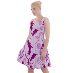 Dark Pink Flowers Knee Length Skater Dress by Eskimos