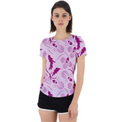 Dark Pink Flowers Back Cut Out Sport Tee by Eskimos