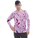 Dark pink flowers Men s Pique Long Sleeve Tee View1