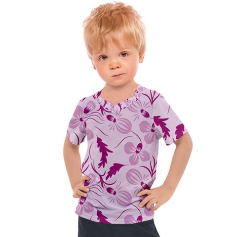 Dark Pink Flowers Kids  Sports Tee by Eskimos