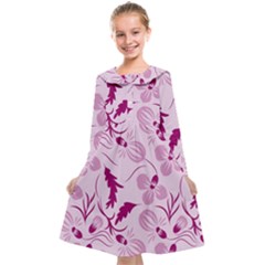 Dark Pink Flowers Kids  Midi Sailor Dress by Eskimos