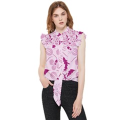 Dark Pink Flowers Frill Detail Shirt by Eskimos