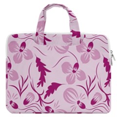 Dark Pink Flowers Macbook Pro Double Pocket Laptop Bag by Eskimos