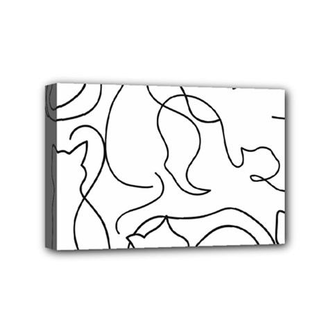 Cats Line Art  Mini Canvas 6  X 4  (stretched) by Sobalvarro