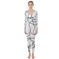 Cats Line Art  Long Sleeve Catsuit by Sobalvarro