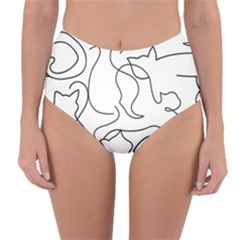 Cats Line Art  Reversible High-waist Bikini Bottoms by Sobalvarro