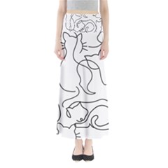 Cats Line Art  Full Length Maxi Skirt by Sobalvarro