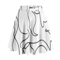 Cats Line Art  High Waist Skirt by Sobalvarro