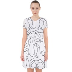 Cats Line Art  Adorable In Chiffon Dress