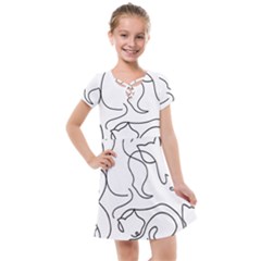 Cats Line Art  Kids  Cross Web Dress