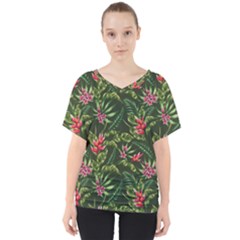 Tropical Flowers V-neck Dolman Drape Top by goljakoff