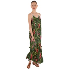 Tropical Flowers Cami Maxi Ruffle Chiffon Dress by goljakoff