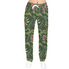 Tropical Flowers Women Velvet Drawstring Pants by goljakoff