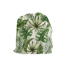 Tropical Leaves Drawstring Pouch (large) by goljakoff