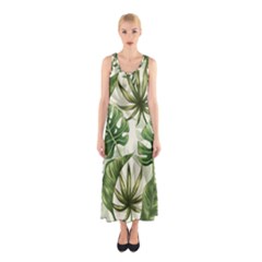 Tropical Leaves Sleeveless Maxi Dress by goljakoff