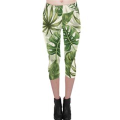 Tropical Leaves Capri Leggings  by goljakoff