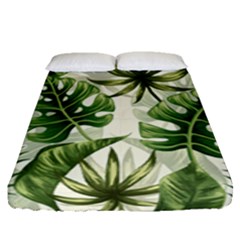 Tropical Leaves Fitted Sheet (queen Size) by goljakoff