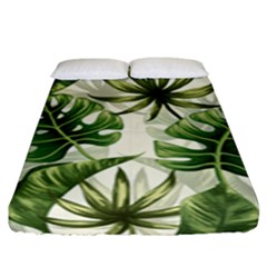 Tropical Leaves Fitted Sheet (king Size) by goljakoff