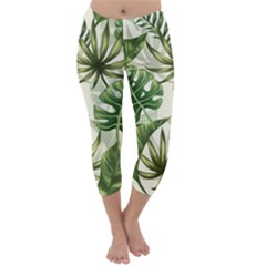 Tropical Leaves Capri Winter Leggings  by goljakoff