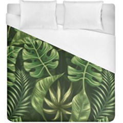 Green Tropical Leaves Duvet Cover (king Size) by goljakoff