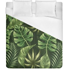 Green Tropical Leaves Duvet Cover (california King Size) by goljakoff