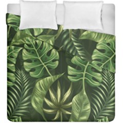 Green Tropical Leaves Duvet Cover Double Side (king Size) by goljakoff