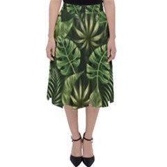 Green Tropical Leaves Classic Midi Skirt by goljakoff