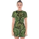 Green tropical leaves Drop Hem Mini Chiffon Dress View1