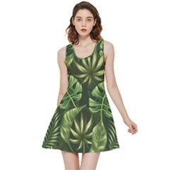 Green Tropical Leaves Inside Out Reversible Sleeveless Dress by goljakoff