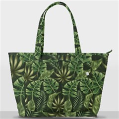 Green Tropical Leaves Back Pocket Shoulder Bag  by goljakoff