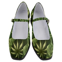 Green Tropical Leaves Women s Mary Jane Shoes by goljakoff