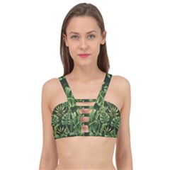 Green Tropical Leaves Cage Up Bikini Top by goljakoff